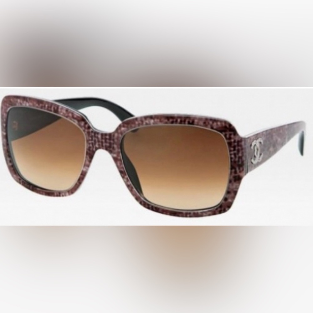Chanel 5221 c 1309/3B Gradient Pixelated Snakeskin Brown Mauve Frame Sunglasses